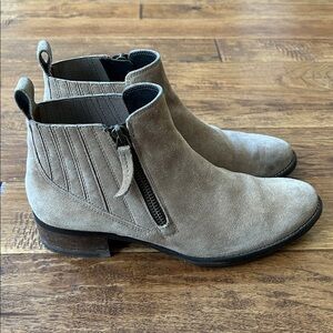 Paul Green Natalie Antelope Suede Leather Ankle Boots Tan Light Brown Size 6.5